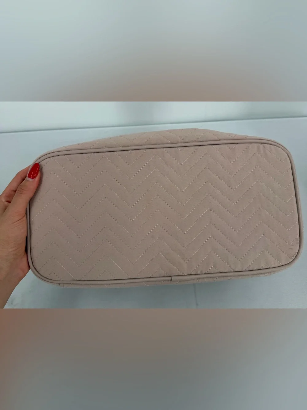 Pink quilted large makeup bag Travel Organizer Train Case Removable Dividers